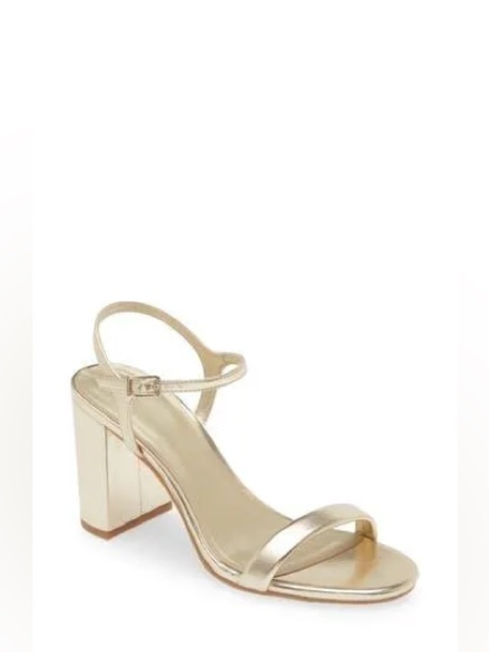 BP. Lexy Gold Metallic Block Heel Sandals Strappy Ankle Strap Heels Size 5.5